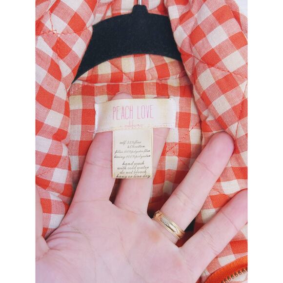 Peach Love California Gingham Quilted Vest Orange White Small Clemson Tigers - Picture 5 of 7